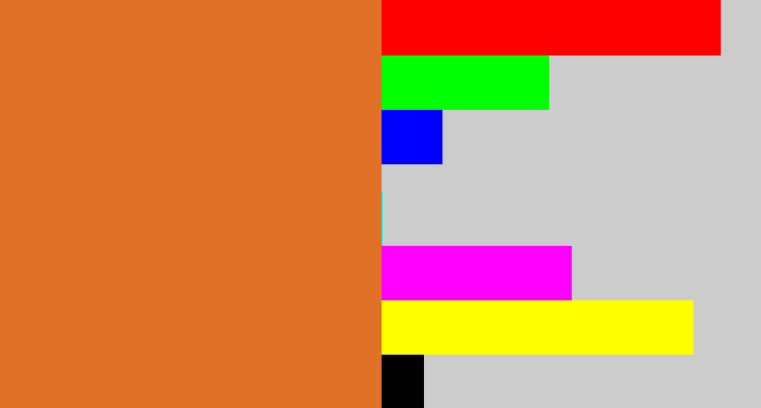 Hex color #e27128 - brownish orange