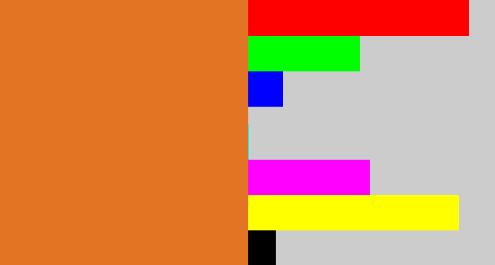 Hex color #e27423 - brownish orange