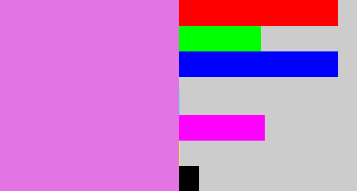 Hex color #e275e3 - purply pink