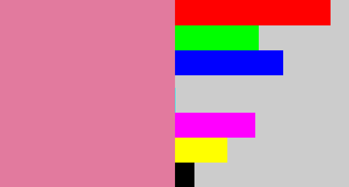 Hex color #e27a9e - dull pink