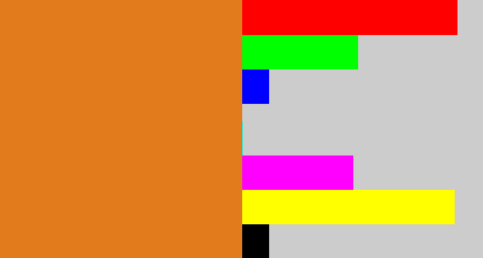 Hex color #e27b1c - brownish orange