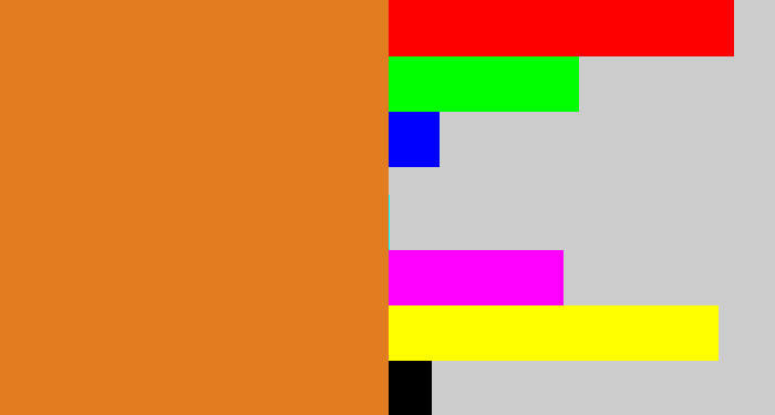 Hex color #e27c21 - brownish orange