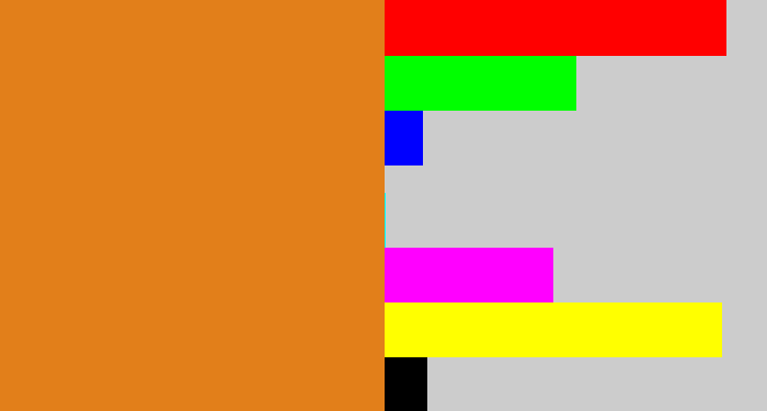 Hex color #e27f1a - brownish orange