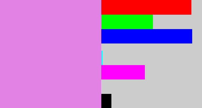 Hex color #e282e5 - lavender pink