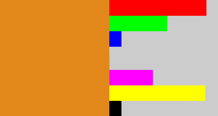 Hex color #e2881b - brownish orange