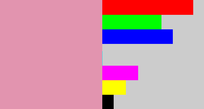 Hex color #e294af - faded pink