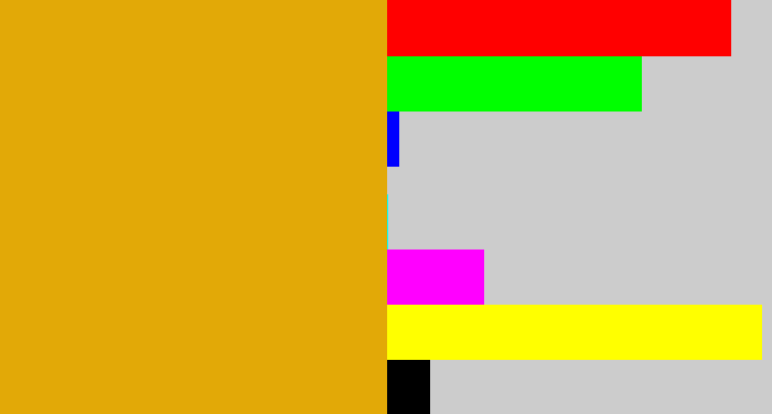 Hex color #e2a907 - burnt yellow