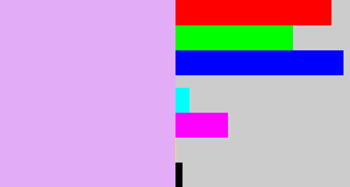 Hex color #e2acf6 - light violet