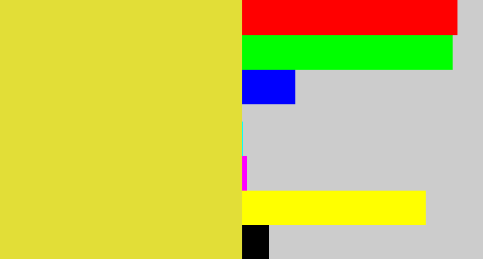 Hex color #e2de37 - sickly yellow
