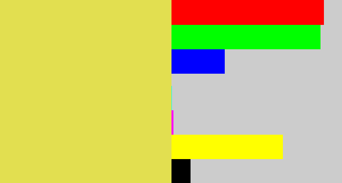 Hex color #e2df50 - dull yellow