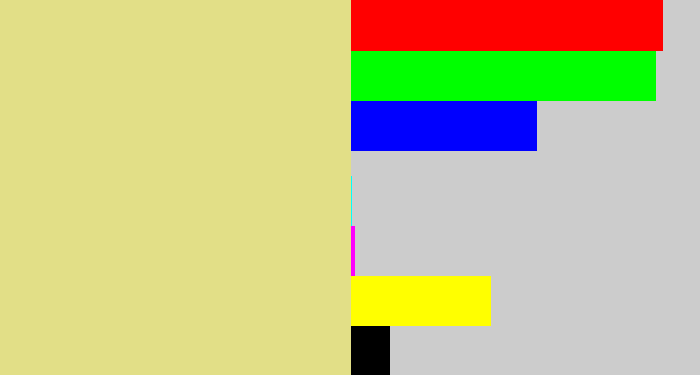 Hex color #e2df87 - sandy