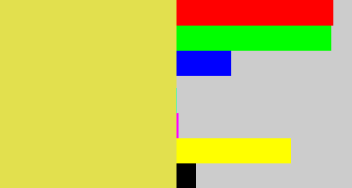Hex color #e2e04e - dull yellow