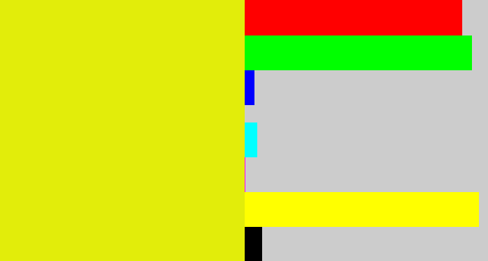 Hex color #e2ed0a - neon yellow