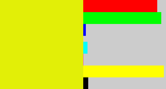 Hex color #e2ef07 - neon yellow