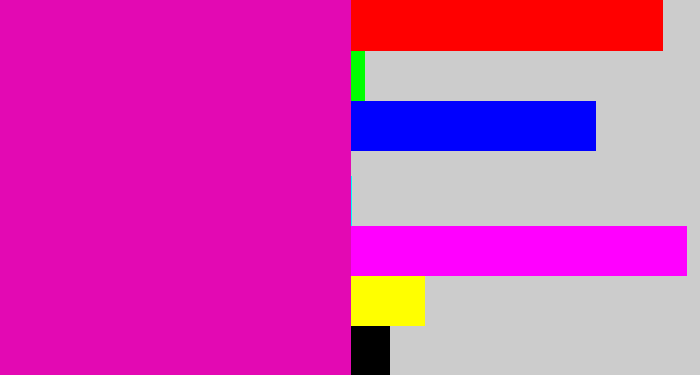 Hex color #e309b3 - bright pink