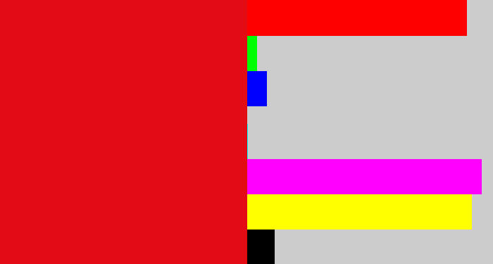 Hex color #e30b14 - red
