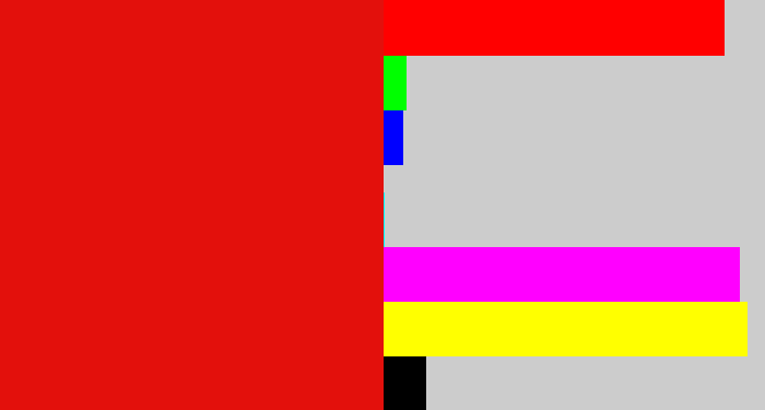 Hex color #e3100c - red