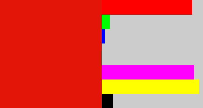 Hex color #e31508 - red