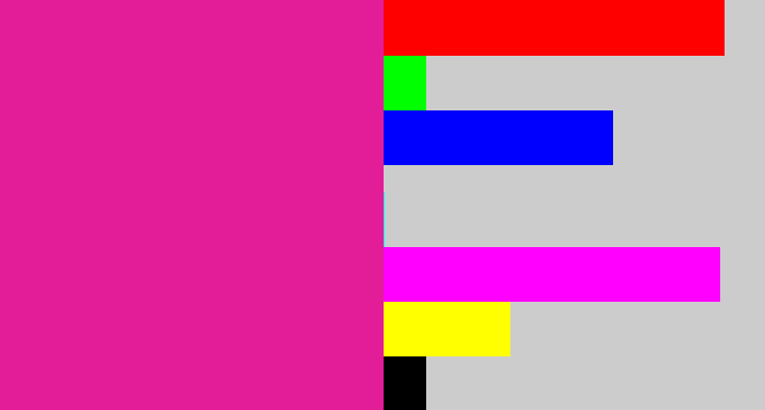 Hex color #e31c98 - electric pink