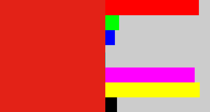 Hex color #e32217 - vermillion