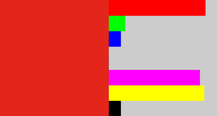 Hex color #e3251b - vermillion