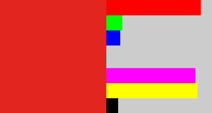 Hex color #e32520 - vermillion