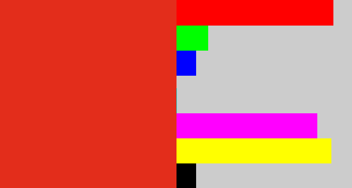 Hex color #e32d1b - vermillion