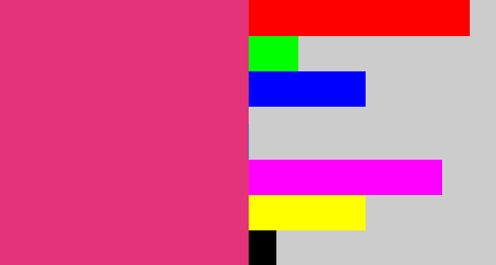 Hex color #e33379 - darkish pink