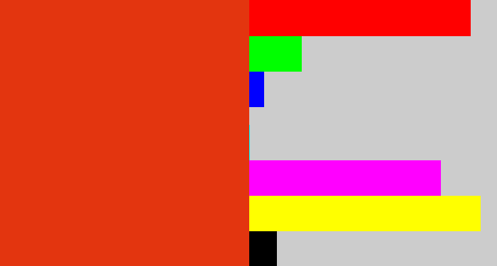 Hex color #e3350f - vermillion