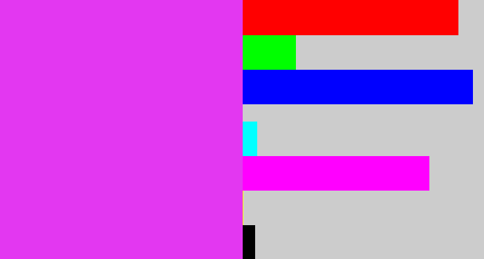 Hex color #e337f1 - heliotrope