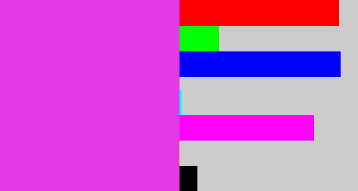 Hex color #e339e6 - purple pink