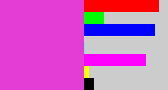 Hex color #e33dd6 - purple pink