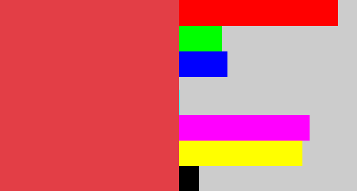 Hex color #e33e46 - faded red