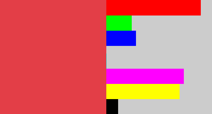 Hex color #e33e47 - faded red