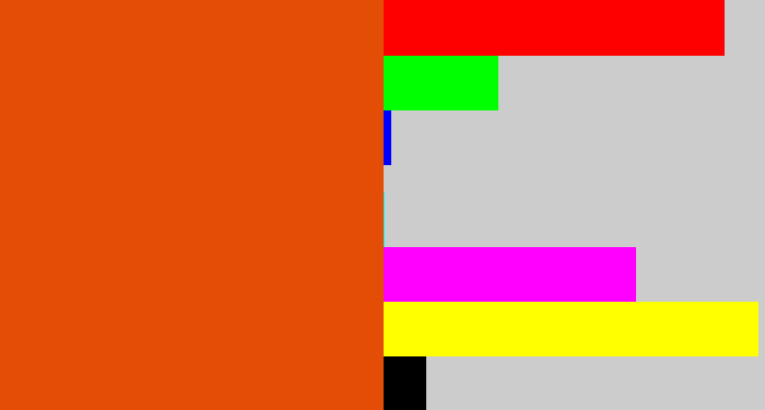 Hex color #e34d05 - deep orange