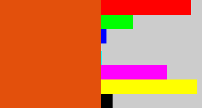 Hex color #e3500c - deep orange