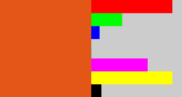 Hex color #e35618 - reddish orange