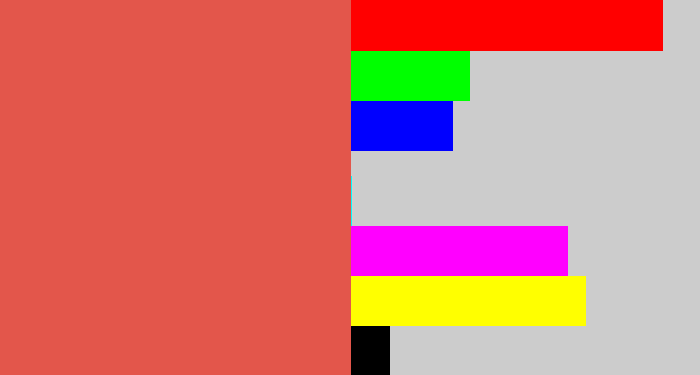 Hex color #e3564b - pale red