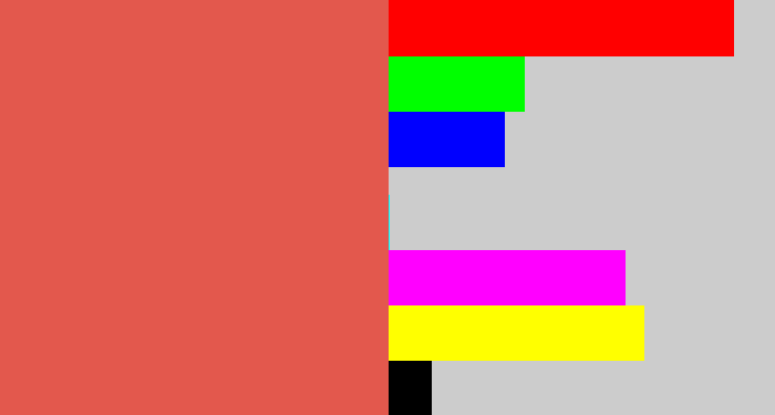 Hex color #e3584d - pale red