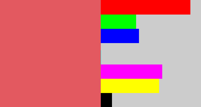 Hex color #e35960 - pastel red