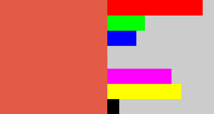 Hex color #e35a46 - pale red