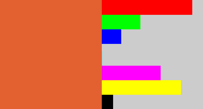 Hex color #e36031 - terra cotta