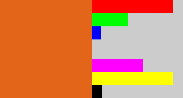 Hex color #e36519 - rusty orange