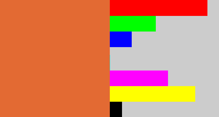 Hex color #e36a33 - terra cotta