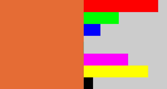 Hex color #e36b34 - terra cotta