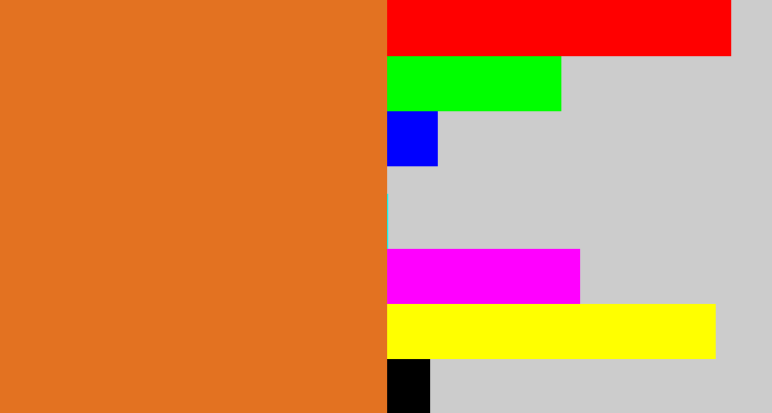 Hex color #e37221 - brownish orange