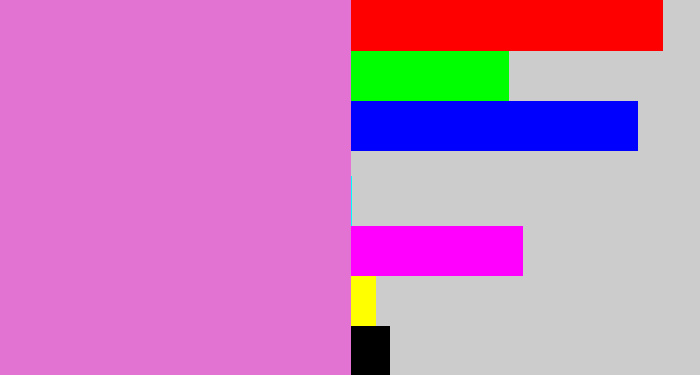 Hex color #e373d2 - lavender pink