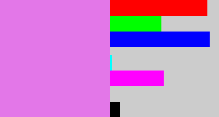 Hex color #e377e8 - purply pink