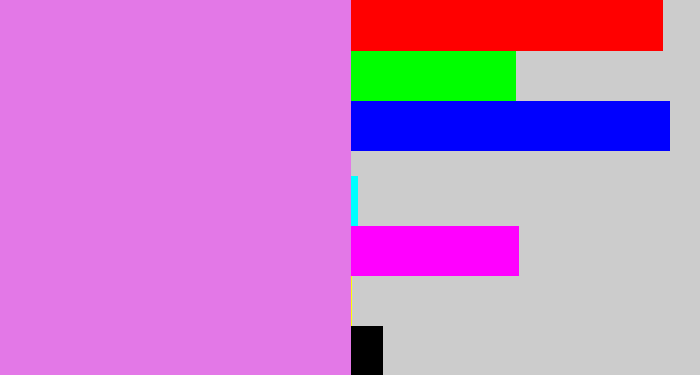 Hex color #e378e7 - purply pink