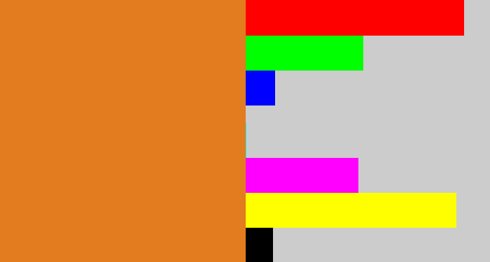 Hex color #e37b1f - brownish orange